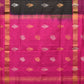 Dark Green and Purple Uppada Silk Handloom Saree with Checks and Body Buta Design - Global Threads | Swadesiicart