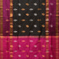 Dark Green and Purple Uppada Silk Handloom Saree with Checks and Body Buta Design - Global Threads | Swadesiicart