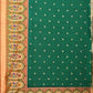 Dark Green Bandhani Paithani Silk Handloom Saree with One Side Border Design - Global Threads | Swadesiicart