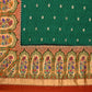 Dark Green Bandhani Paithani Silk Handloom Saree with One Side Border Design - Global Threads | Swadesiicart