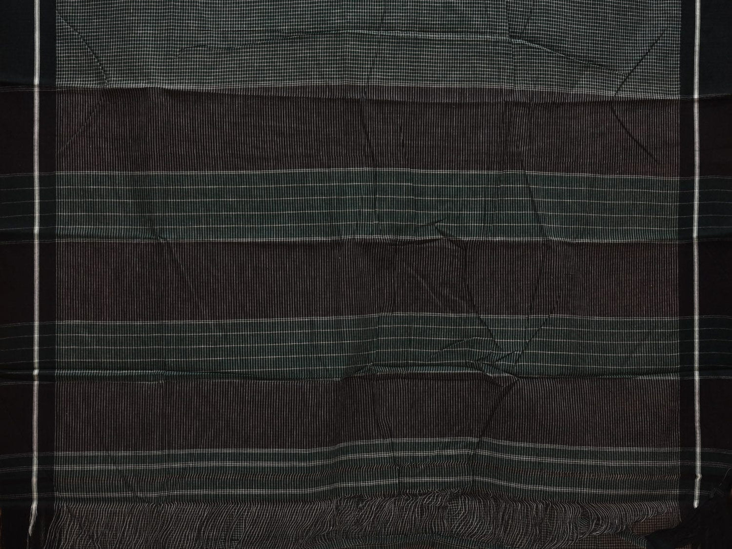 Dark Green ilkal Cotton Handloom Saree with Checks Design No Blouse - Global Threads | Swadesiicart