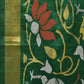 Dark Green Uppada Silk Handloom Saree with All Over Lotus and Birds Design - Global Threads | Swadesiicart