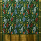 Dark Green Uppada Silk Handloom Saree with All Over Lotus and Birds Design - Global Threads | Swadesiicart