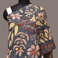 Dark Grey Kalamkari Hand Painted Sico Stole with Floral Design - Global Threads | Swadesiicart