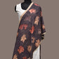 Dark Grey Kalamkari Hand Painted Silk Handloom Stole with Horses Design - Global Threads | Swadesiicart