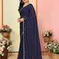Aafreen Partywear Designer Nevy Blue White Rangoli Fancy Saree