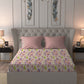 MYTRIDENT Moments Pink Blue Floral Pure Cotton 120 TC Queen Bedsheet With 2 Pillow Covers - Swadesiicart