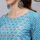 Jaipur Kurti Women Blue & White Floral Printed Kurta - Swadesiicart