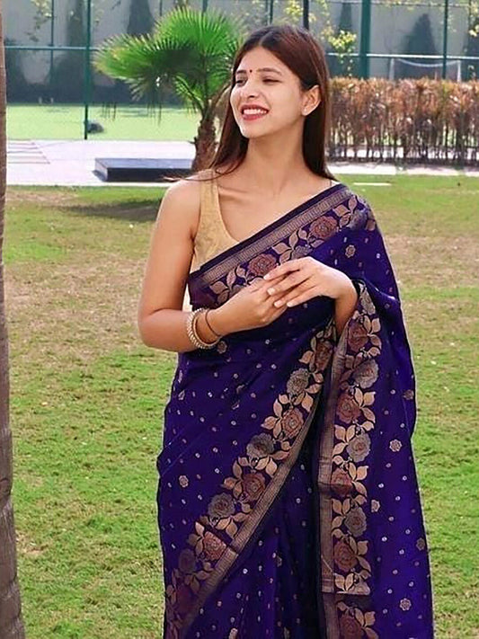 Kalini Woven Design Zari Silk Blend Banarasi Saree | Swadesiicart