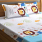 Home Sizzler White & Blue Printed 210 TC Double Bedsheet With 2 Pillow Covers - Swadesiicart