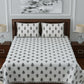LIVING ROOTS White & Grey Ethnic Motifs 210 TC King Bedsheet with 2 Pillow Covers - Swadesiicart