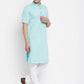 Even Apparels Green Pure Cotton Men's H/S Kurta With Band Collar | Swadesiicart