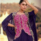 Anaita violet Chinon Readymade Shrug Suit with Heavy Embroidery Work