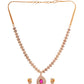 Saraf RS Jewellery Gold-Polished White & Red American Diamond Studded & Beaded Handcrafted Jewellery Set - Swadesiicart