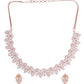 Saraf RS Jewellery Rose Gold-Polished & White AD & CZ-Studded Contemporary Jewellery Set - Swadesiicart