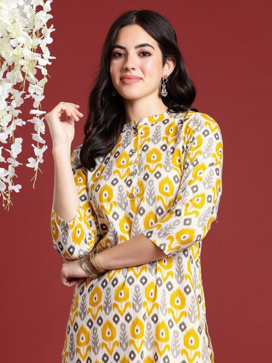 Anouk Ethnic Motifs Ikat Dyed Pure Cotton Kurta - Swadesiicart