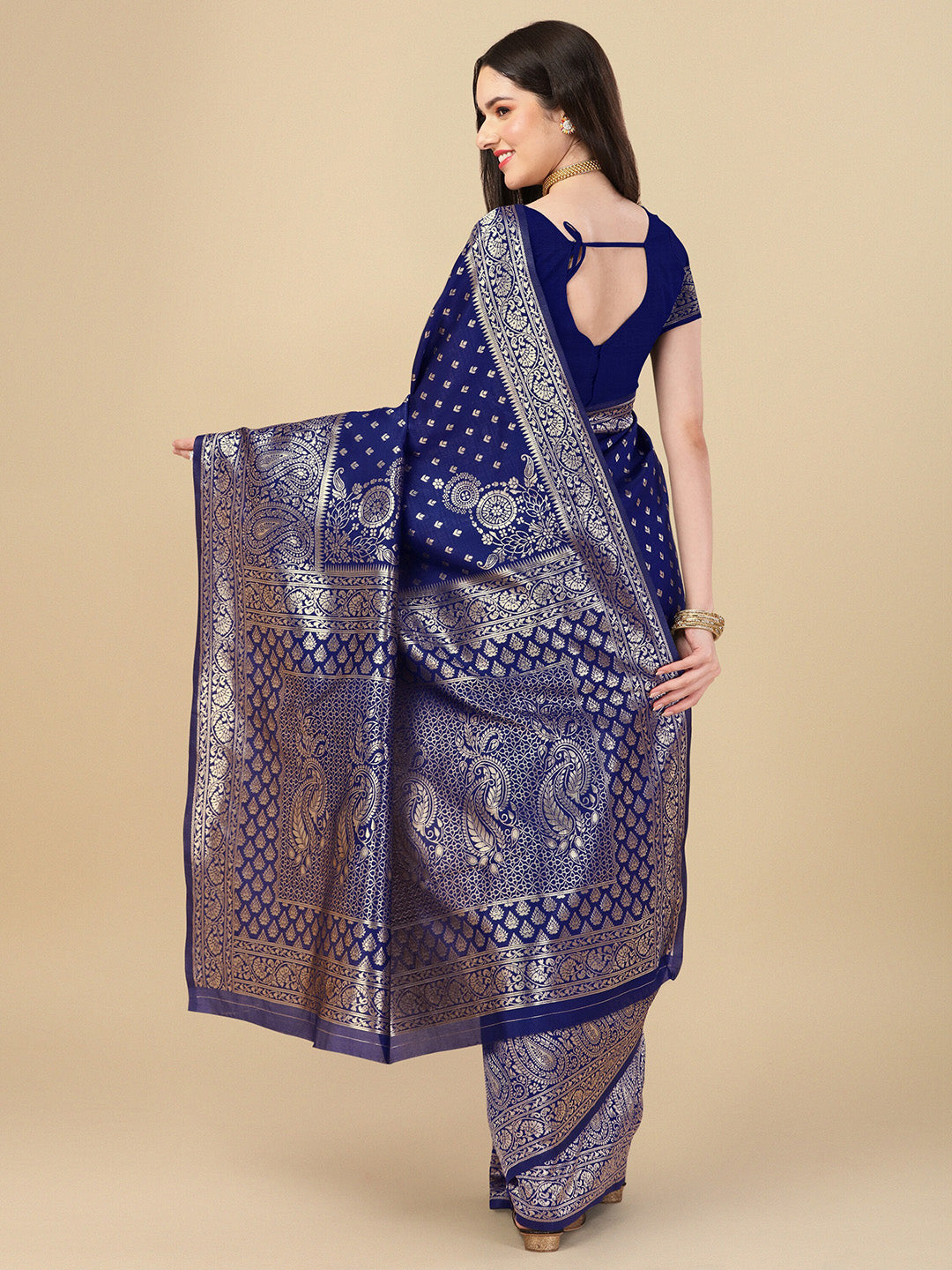 Kalini Ethnic Motifs Woven Design Zari Banarasi Saree | Swadesiicart