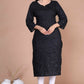 Miravan Women's Black Embroidered And Mirror Work Pakistani Straight Kurti - Swadesiicart