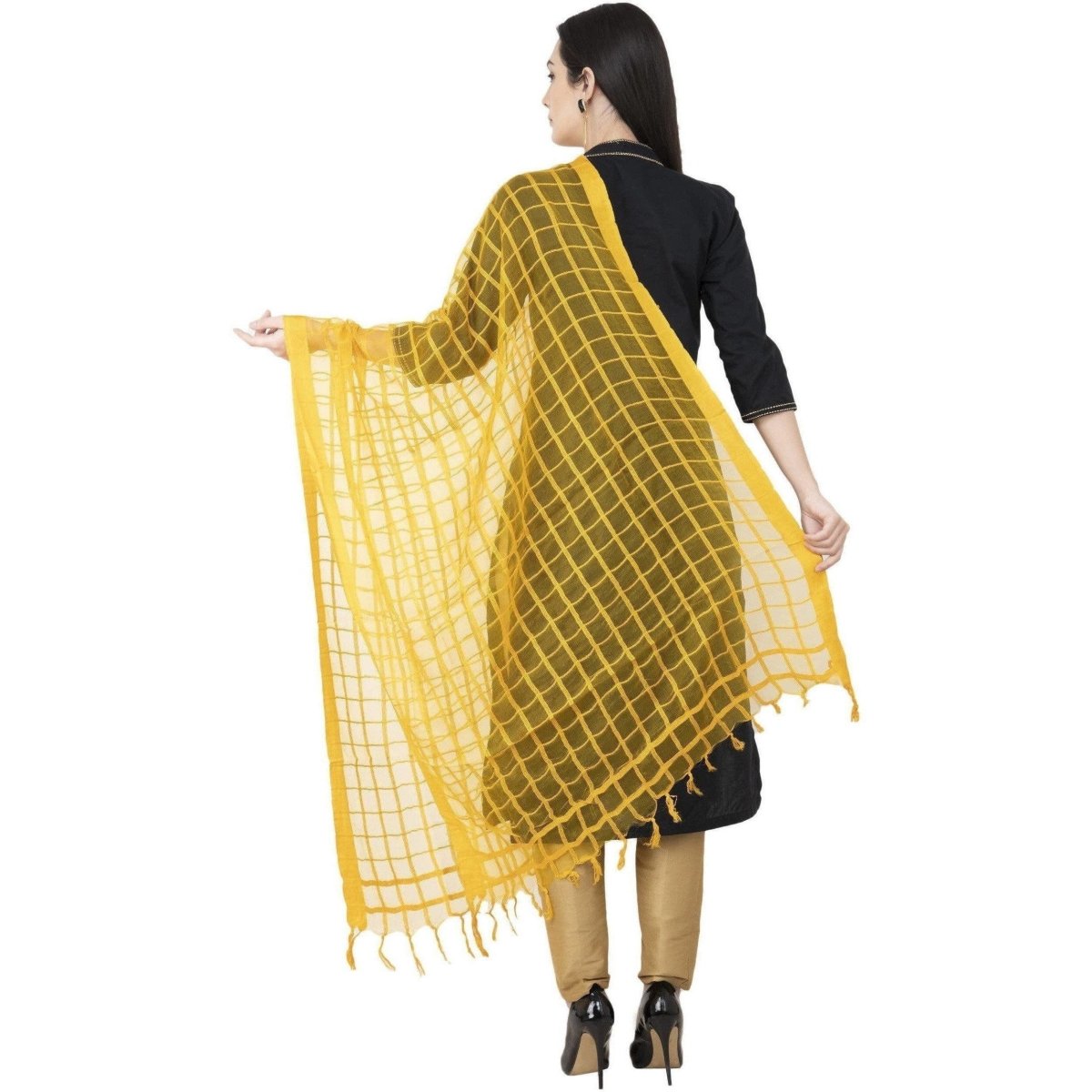A R Silk Cotton Square Regular Dupatta Yellow Color Dupatta or Chunni | Swadesiicart