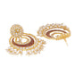 Shoshaa Red & Off-White Kundan Studded & Beaded Crescent Shaped Chandbalis | Swadesiicart