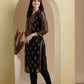 ADA Women Black Embroidered Regular Chikankari Kurta with Trousers | Swadesiicart