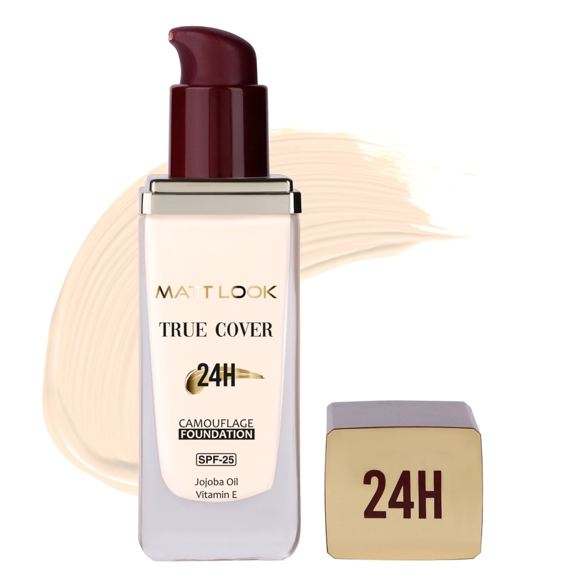 Matt Look True Cover Camouflage 24Hrs Long Stay Foundation - Rose Beige - Swadesiicart