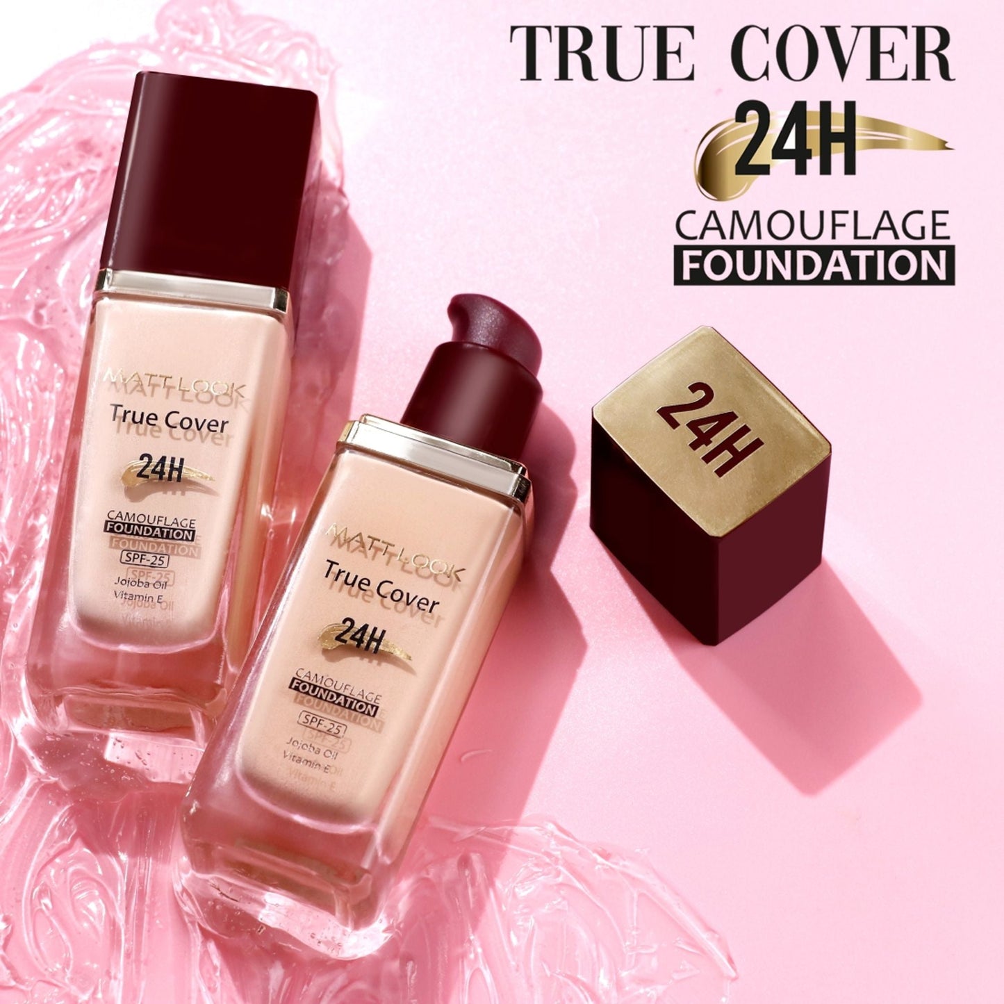Matt Look True Cover Camouflage 24Hrs Long Stay Foundation - Rose Beige - Swadesiicart