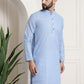 Sojanya Men Blue Dobby Self-Checked Straight Kurta | Swadesiicart