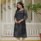 Juniper Women's Black Abstract Printed Kurta With Sequins - Swadesiicart