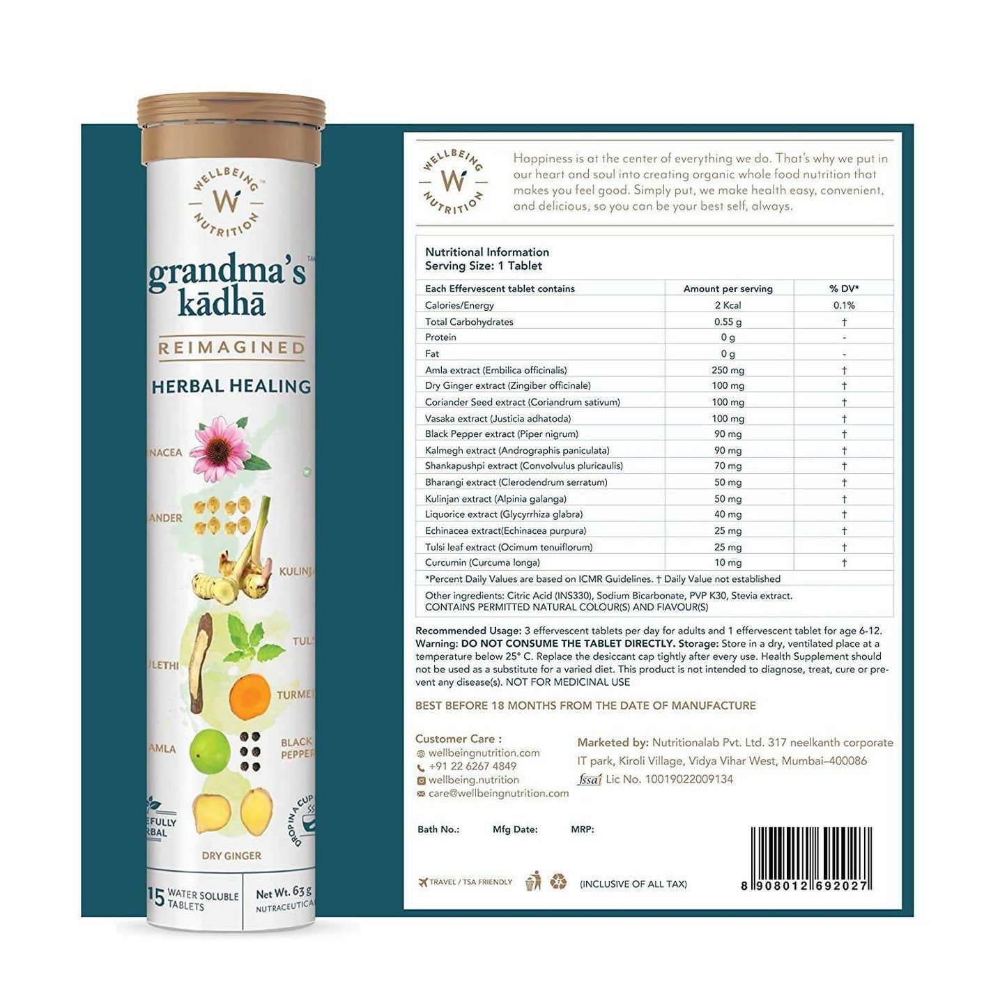 Wellbeing Nutrition Grandma's Kadha Tablets - Swadesiicart