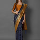 Mitera Navy Blue Silk Blend Woven Design Banarasi Saree | Swadesiicart