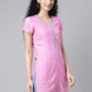 Souchii Pink Embroidered Pastels Kurta - Swadesiicart