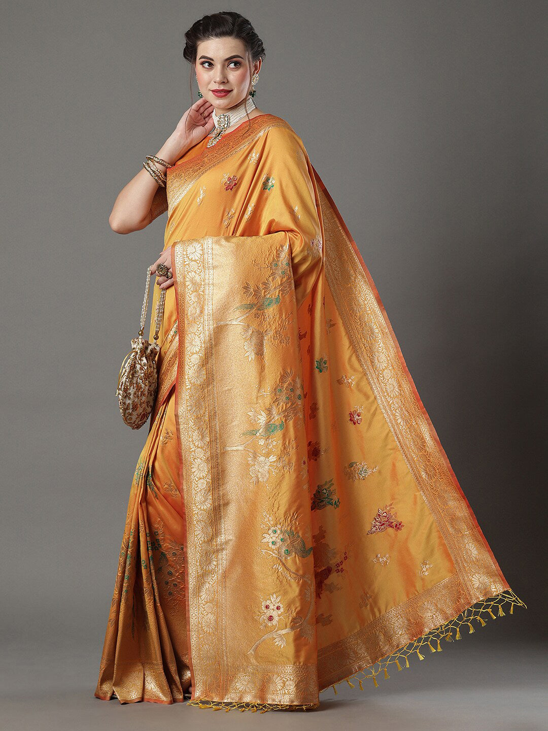 Mitera Woven Design Zari Silk Blend Banarasi Saree | Swadesiicart