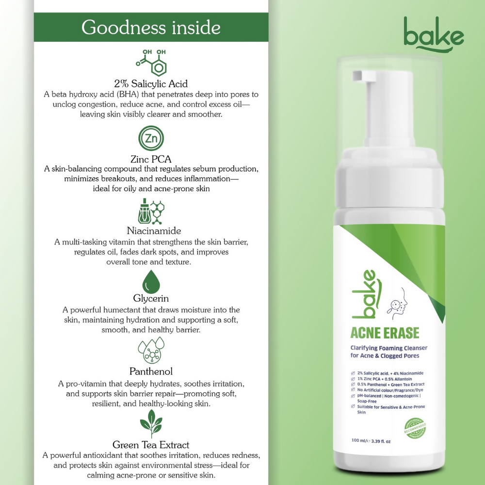 Bake Acne Erase Foaming Face Wash | Swadesiicart