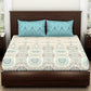 SPACES Reagalis Cream Ethnic Motifs 140 TC Cotton Queen Bedsheet & 2 Pillow Covers - Swadesiicart