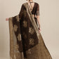 Saree Mall Brown Floral Linen Blend Banarasi Saree | Swadesiicart