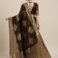 Saree Mall Brown Floral Linen Blend Banarasi Saree | Swadesiicart