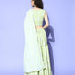 Ahalyaa Pure Cotton Green & White Printed Khari Print Ready to Wear Lehenga & Blouse With Dupatta | Swadesiicart