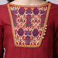 Souchii Maroon & Yellow Thread Work Grandeur & Majestic Artwork Cotton Kurta - Swadesiicart