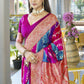 Vishnu Weaves Women's Pink Banarasi Silk Zari Woven Saree with Blouse - Swadesiicart