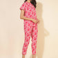 Janasya Women's Pink and White Cotton Printed Casual Regular Co-ords - Swadesiicart
