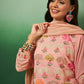 Peach Georgette Handwork Unstitched Dress Material - Hanika | Swadesiicart