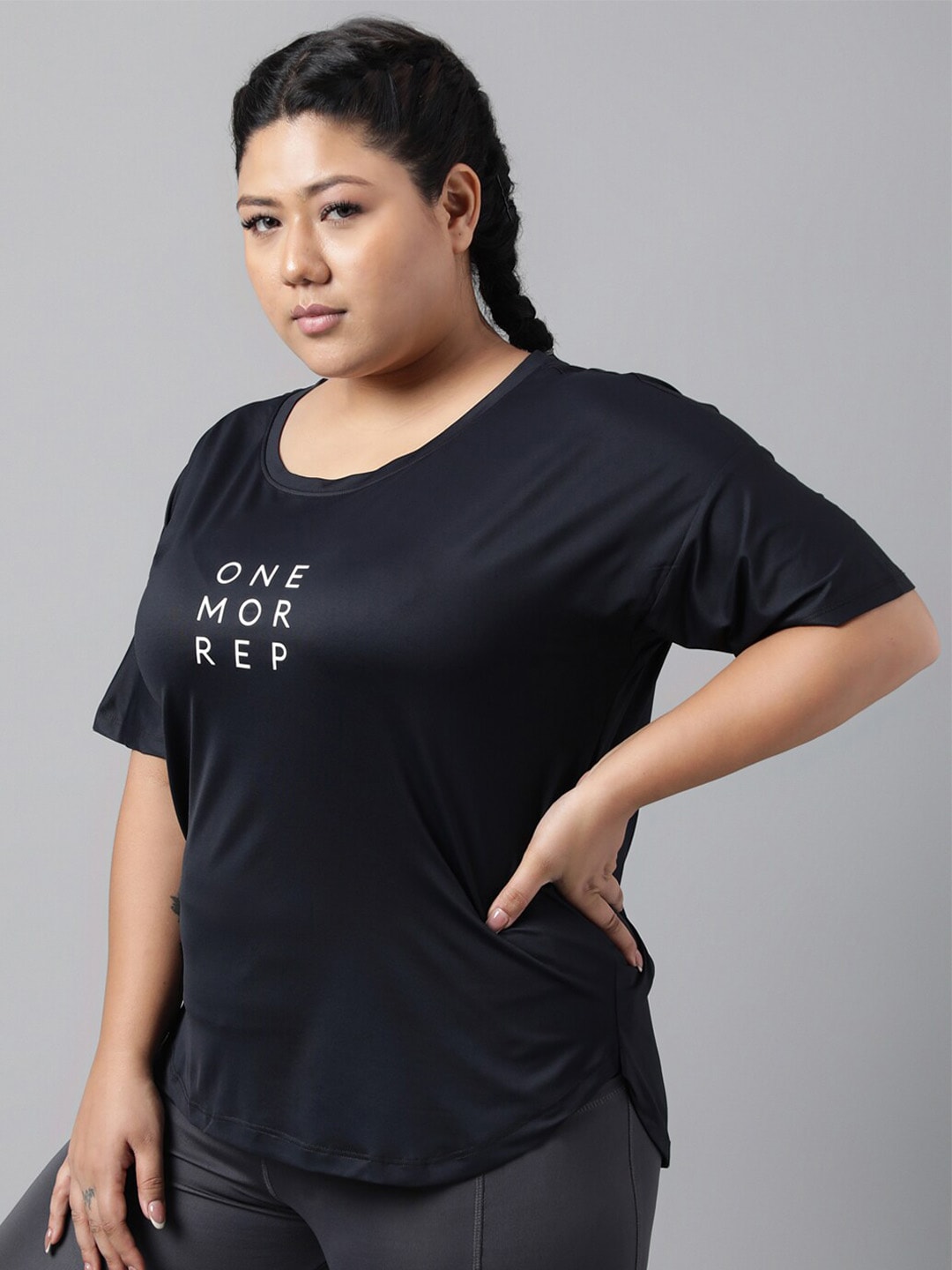 MKH Plus Size Typography Printed Drop Shoulder Sleeves Dri-FIT Relaxed Fit Sports T-shirt - Swadesiicart