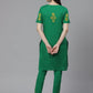 ADA Women Green & Yellow Paisley Chikankari Embroidered Sustainable Handloom Kurta with Trousers | Swadesiicart