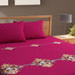 Bajo's Magenta & Blue Ethnic Motifs Printed 210 TC Cotton King Bedsheet & 2 Pillow Covers