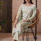 ADA Floral Printed Round Neck Regular Lucknowi Chikankari Kurta with Trousers | Swadesiicart