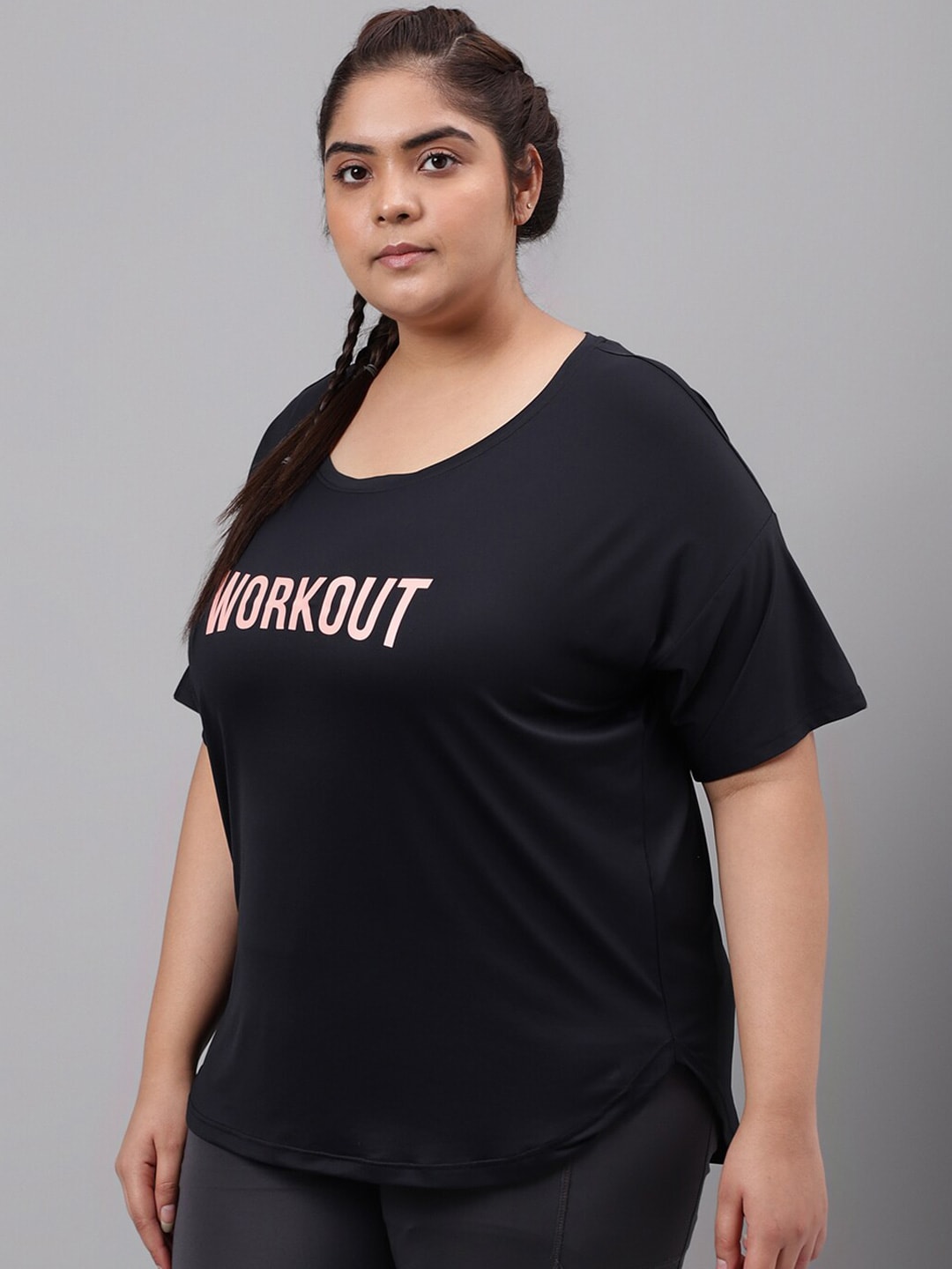 MKH Plus Size Typography Printed Dri-FIT T-shirt - Swadesiicart