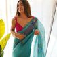 Vamsee Divisha Sky Organza Saree - Swadesiicart