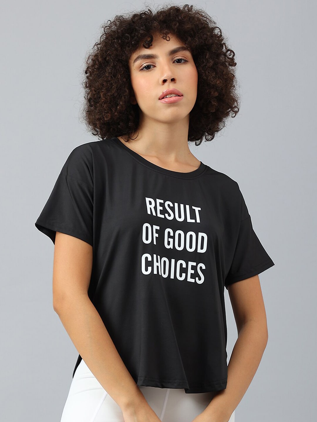 MKH Women Typography Printed Dri-FIT Sports T-shirt - Swadesiicart