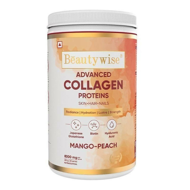 Beautywise Advanced Marine Collagen Anti-Aging Powder - Glutathione, HA & Biotin - Mango-Peach | Swadesiicart